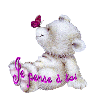 Gif animé je pense à toi ourson blanc